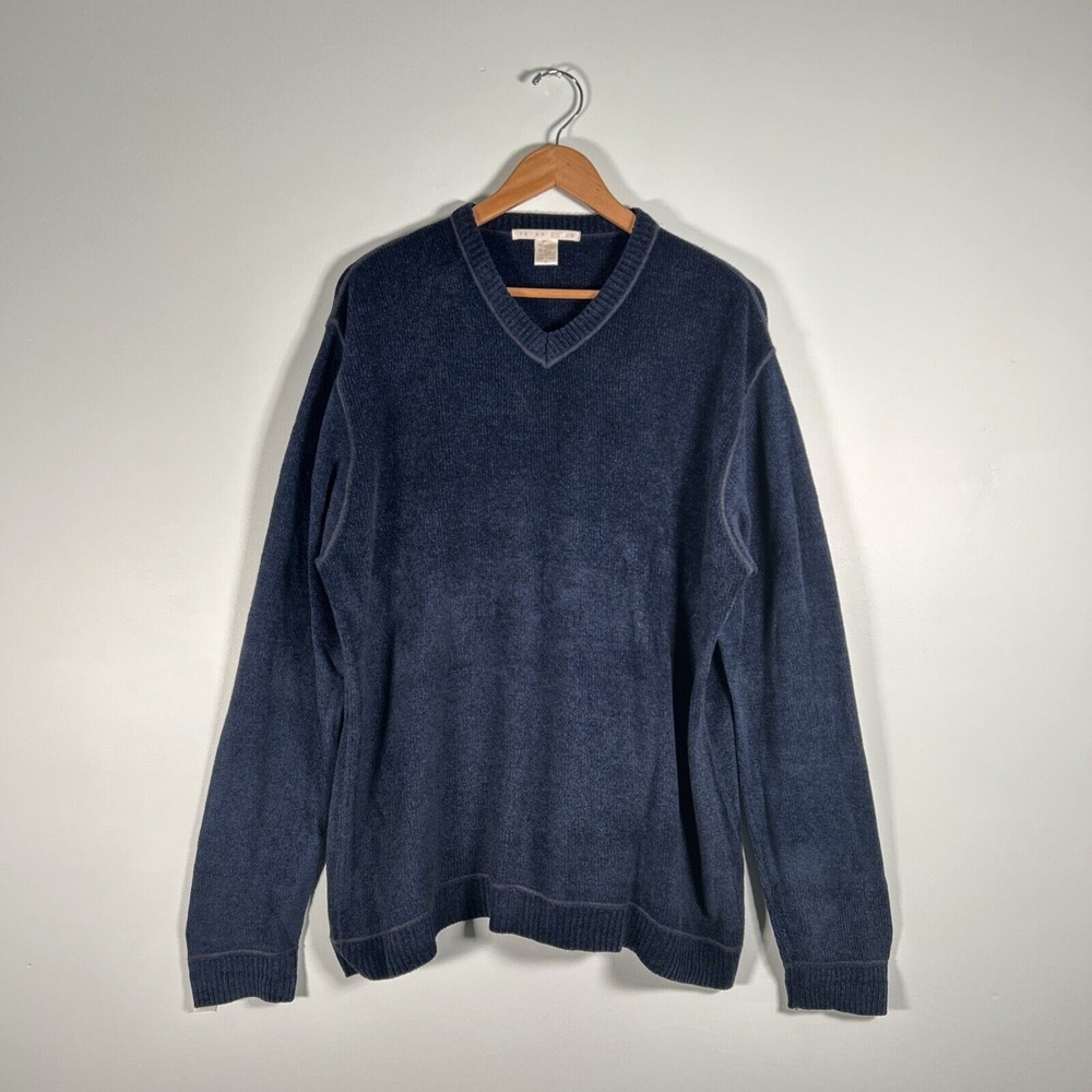 Vintage Perry Ellis V-Neck Blue Sweater Men's XL